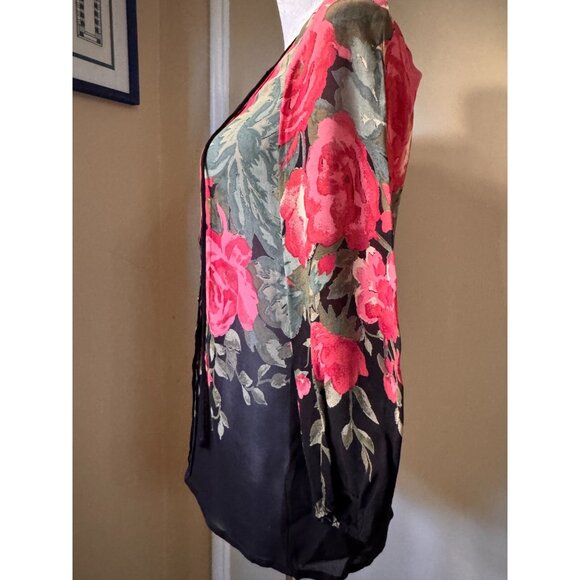 Anthropologie One Fine Day Sheer Floral Blouse Sz XS Button Front Romantic Boho - Picture 7 of 16